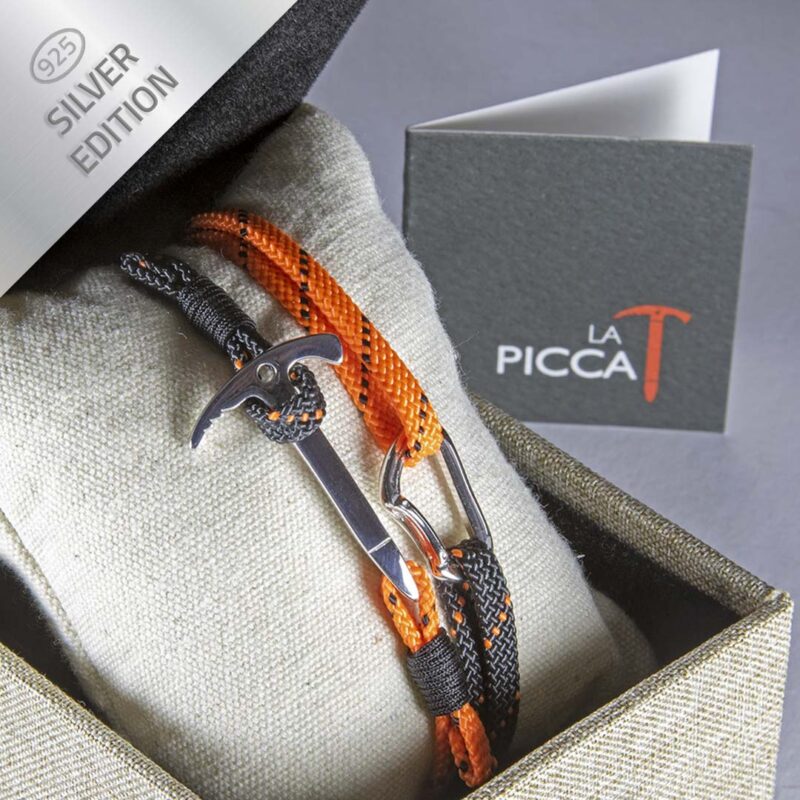 Bracciale La Picca Silver edition con piccozza e moschettone / Personalizzabile - immagine 3