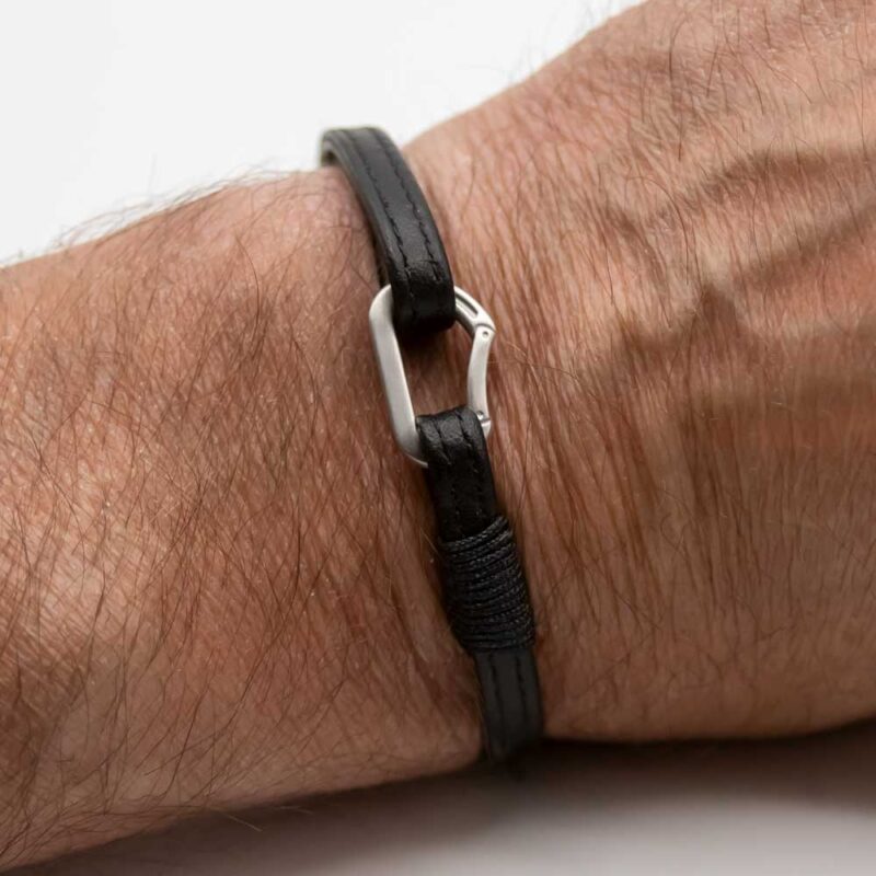 Leather Bracelet with carabiner Steel Edition - Image 3